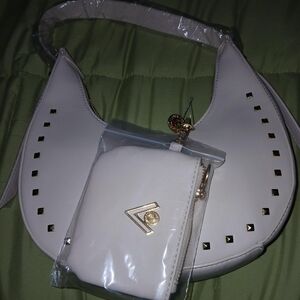 Valentino Orlandi Cream Studded Shoulder Bag